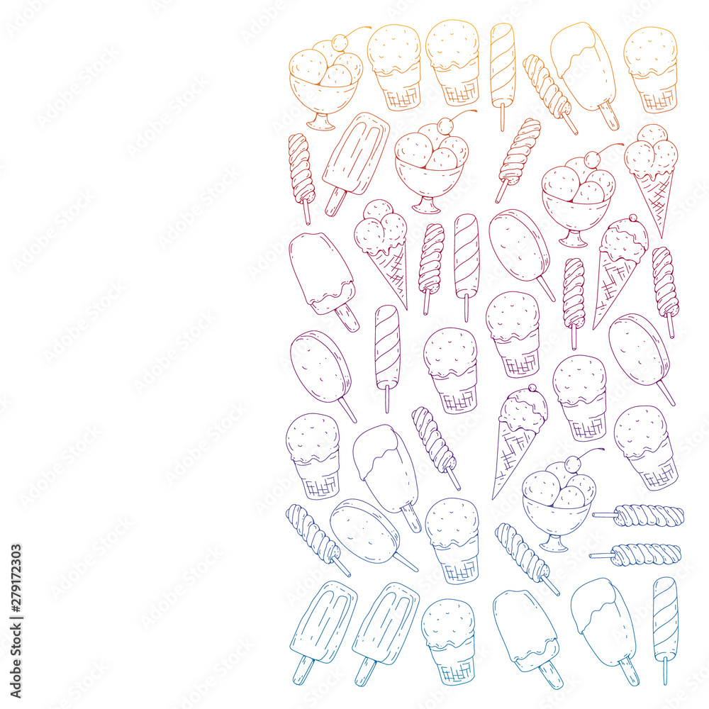 Collection of vector ice creams. Pattern for banners, posters Collection of vector ice creams. Pattern for banners, posters