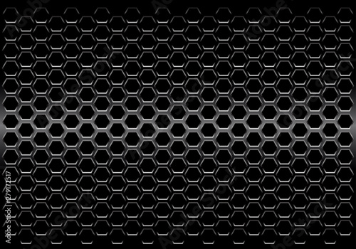 Abstract black metallic hexagon mesh pattern design modern futuristic background vector illustration.