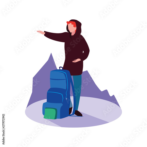 traveler man with backpack vacations