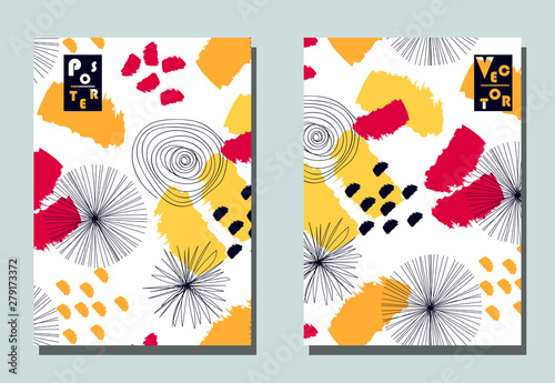 Stampa su Tela Cover with graphic elements - abstract shapes: circles and lines