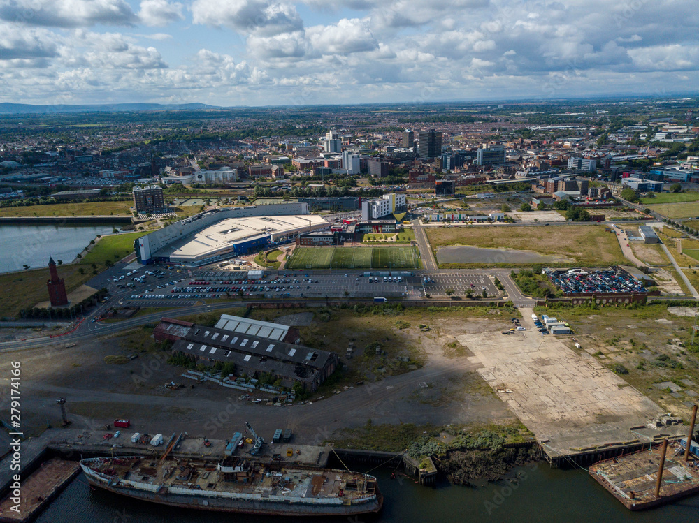 Fototapeta premium The Middlesbrough skyline by drone.