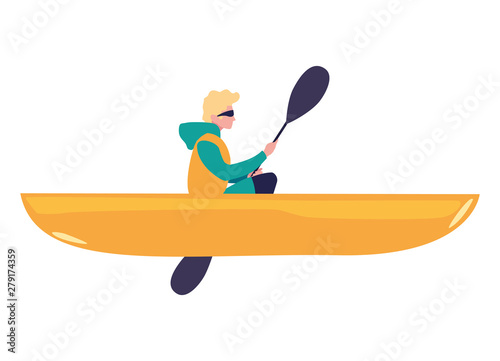 man with boat and adventure rowing