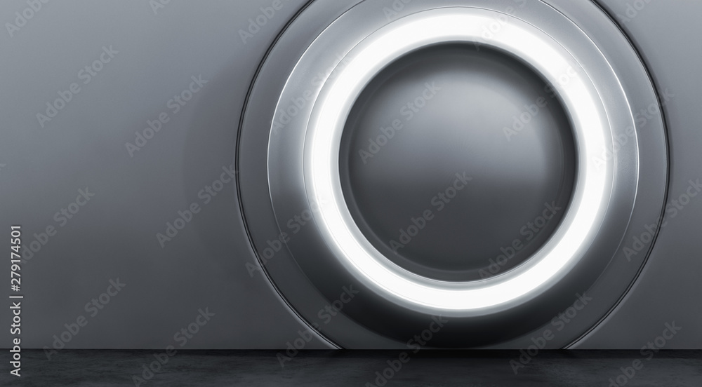 Abstract interior design of Silver metallic modern showroom element with concrete floor. Empty Future background 3D Rendering. Abstract interior design of Silver metallic modern showroom element with concrete floor. Empty Future background 3D Rendering.