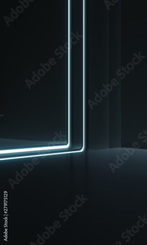 Modern white wall with glow light Background. Abstract Futuristic Design. 3d Rendering