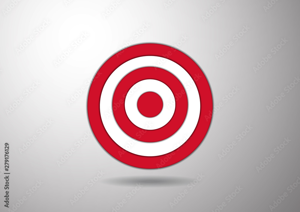 Target, target icon with shadow, isolated on gray background. The concept of success. Target, target icon with shadow, isolated on gray background. The concept of success.