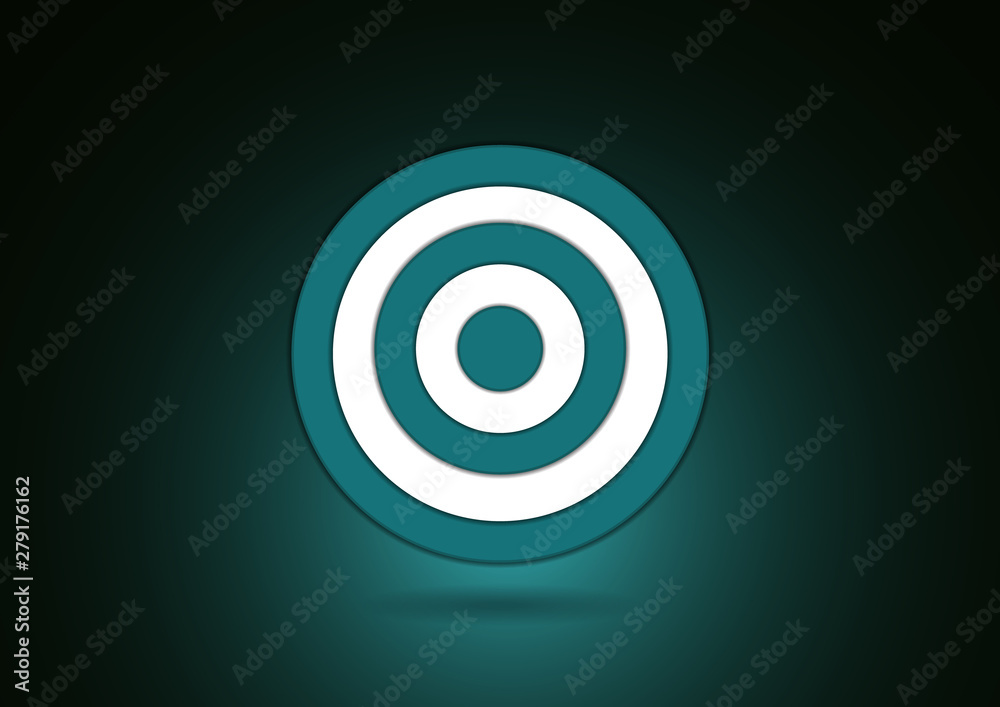 Target, target icon with shadow, isolated on blue background. The concept of success. Target, target icon with shadow, isolated on blue background. The concept of success.