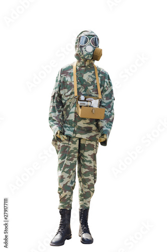 men in protective suit isolated on white