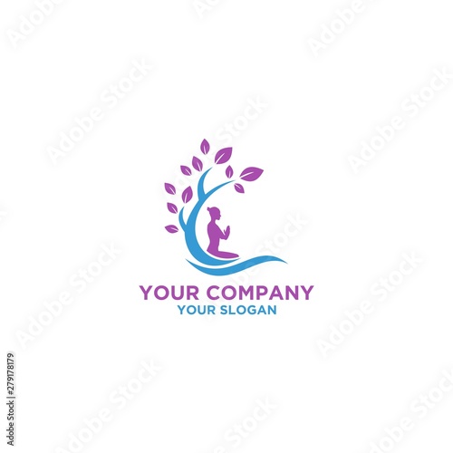 Natural Yoga Logo Design Vector