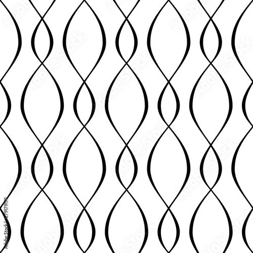 Vector seamless texture. Modern geometric background. Monochrome repeating pattern with curved stripes.