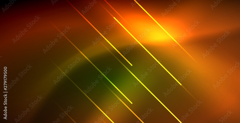 Neon glowing wave, magic energy and light motion background Neon glowing wave, magic energy and light motion background