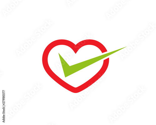 Creative Heart Check Logo Design Vector Symbol Illustration