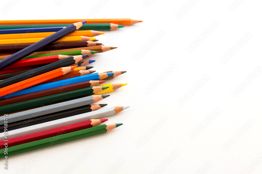 Figures with colored pencils on white background Figures with colored pencils on white background