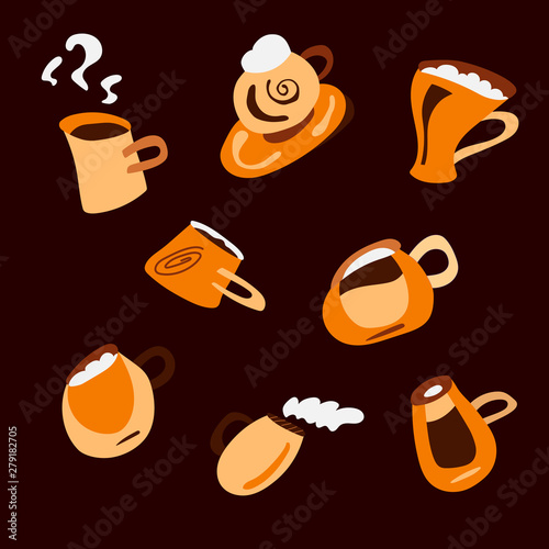 Handdrawn vector illustration of coffee set
