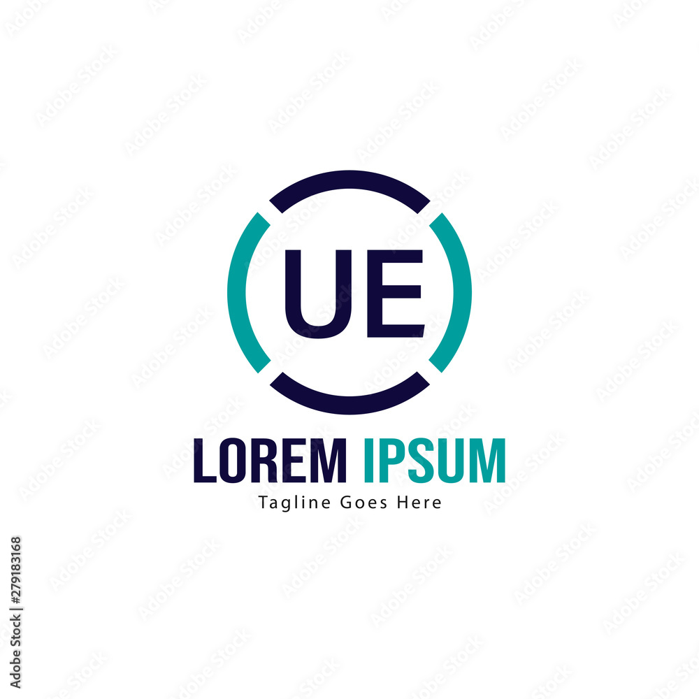 UE Letter Logo Design. Creative Modern UE Letters Icon Illustration