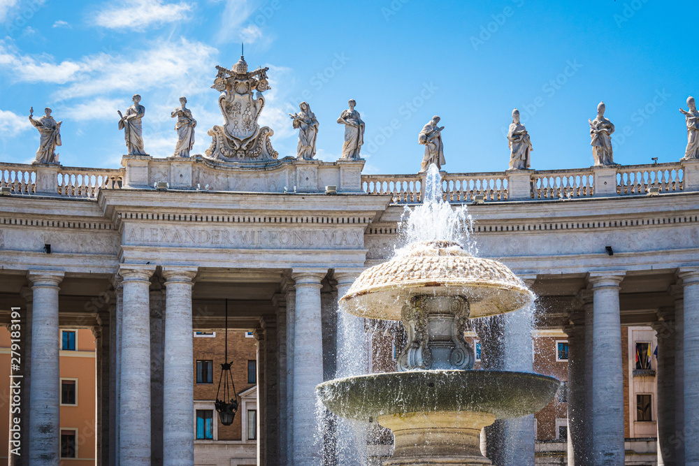 ROME, Italy: Saint Peter Square Piazza San Pietro Vatican with Fountain