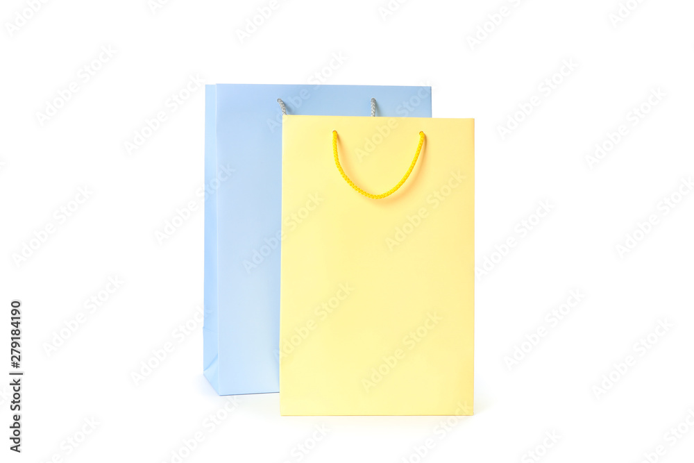 Color paper bags isolated on white background Color paper bags isolated on white background