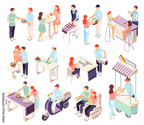 Catering Isometric Icons Set