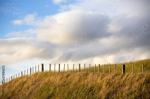 hill with a fence nature background
