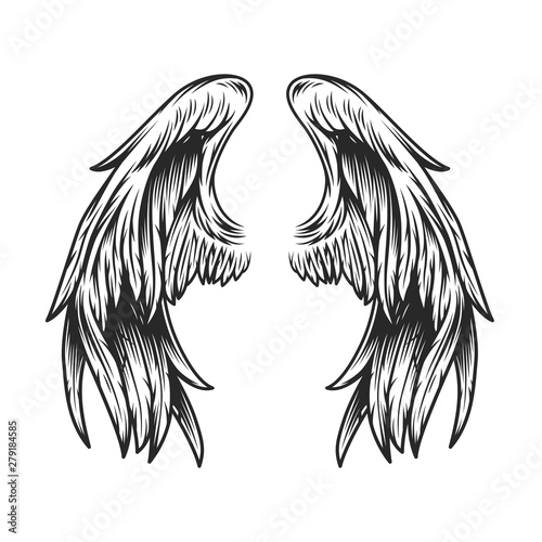 Vintage angel wings template