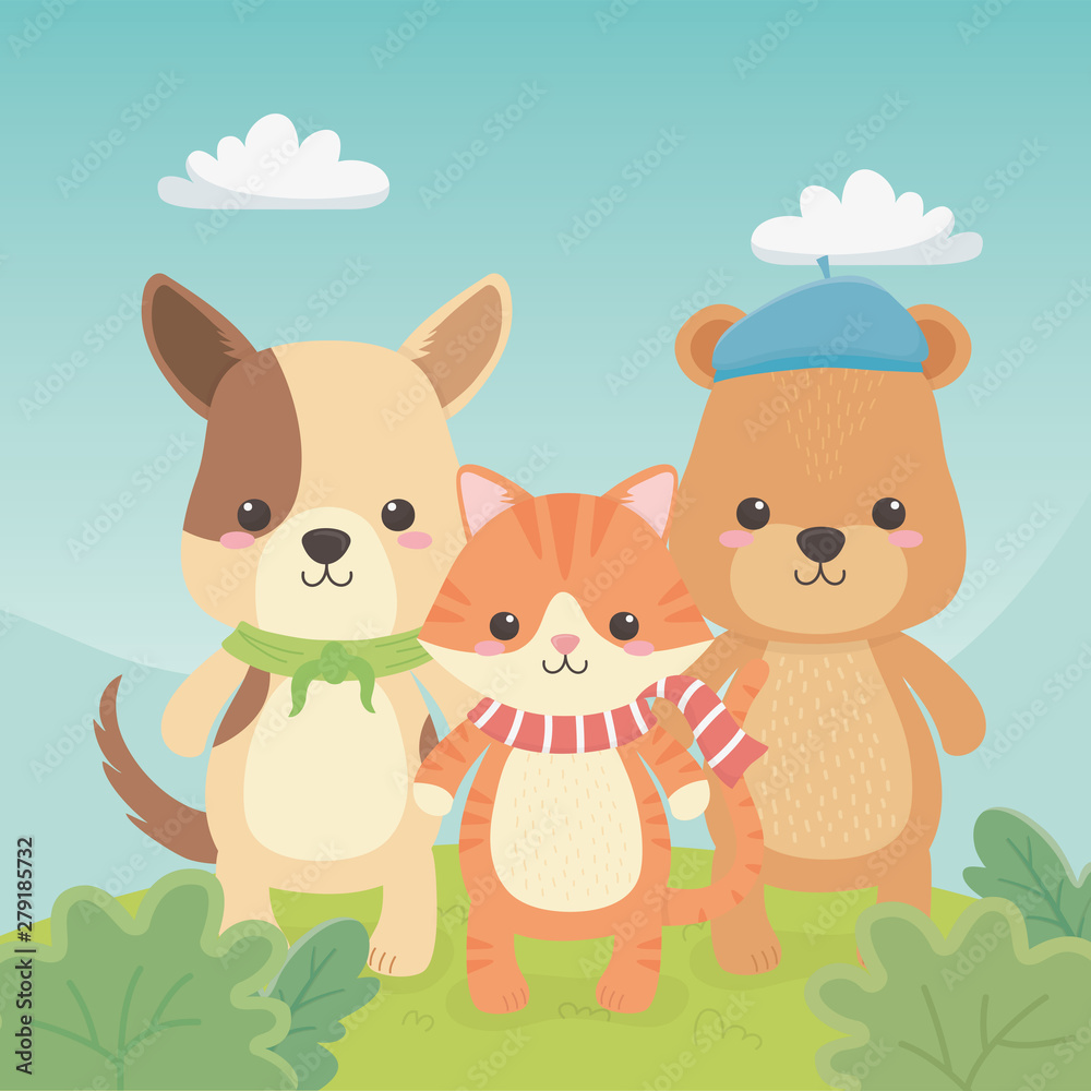cute and little animals in the field characters cute and little animals in the field characters