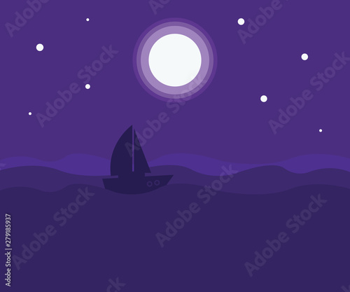 Nighttime mountain scene with body of water