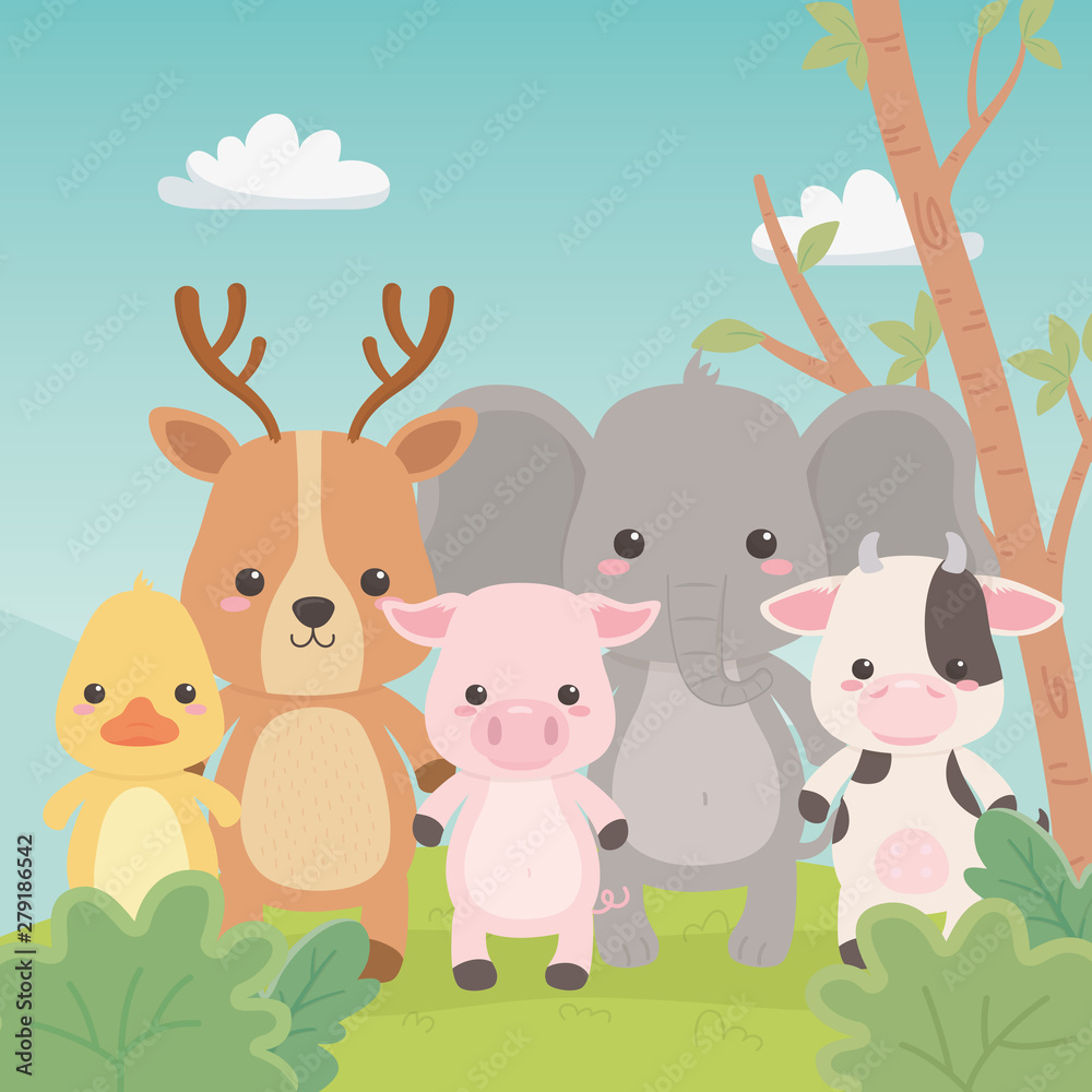 cute and little animals in the field characters cute and little animals in the field characters