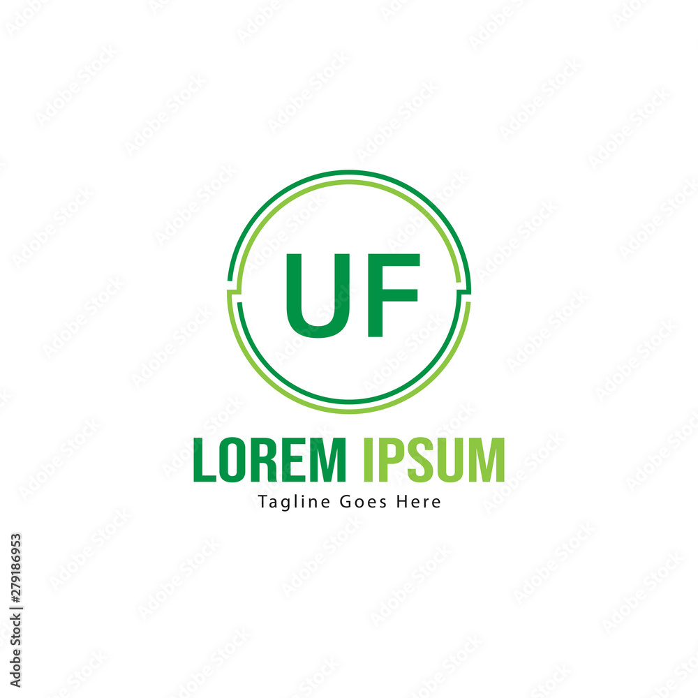 UF Letter Logo Design. Creative Modern UF Letters Icon Illustration