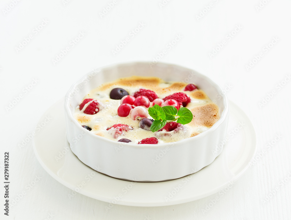 Zabaglione with champagne and berries. French dessert. Zabaglione with champagne and berries. French dessert.