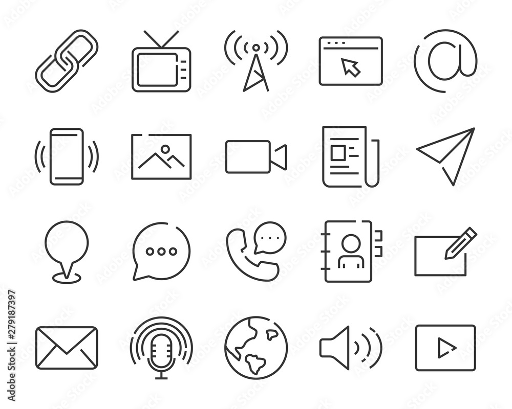 Fototapeta premium set of contact icons, such as support, mobile, phone, address, talk, call center