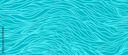 Wavy sea wallpaper. Abstract waved nautical background. Colored pattern with waves. Doodle for your design