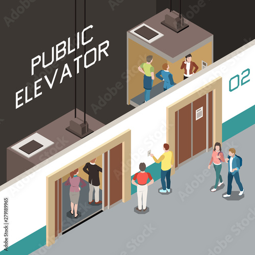 Elevator Isometric Composition