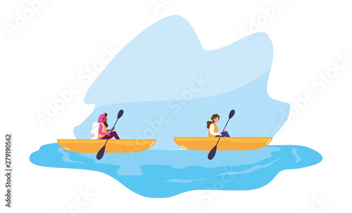 two women in the boat rowing travel © djvstock