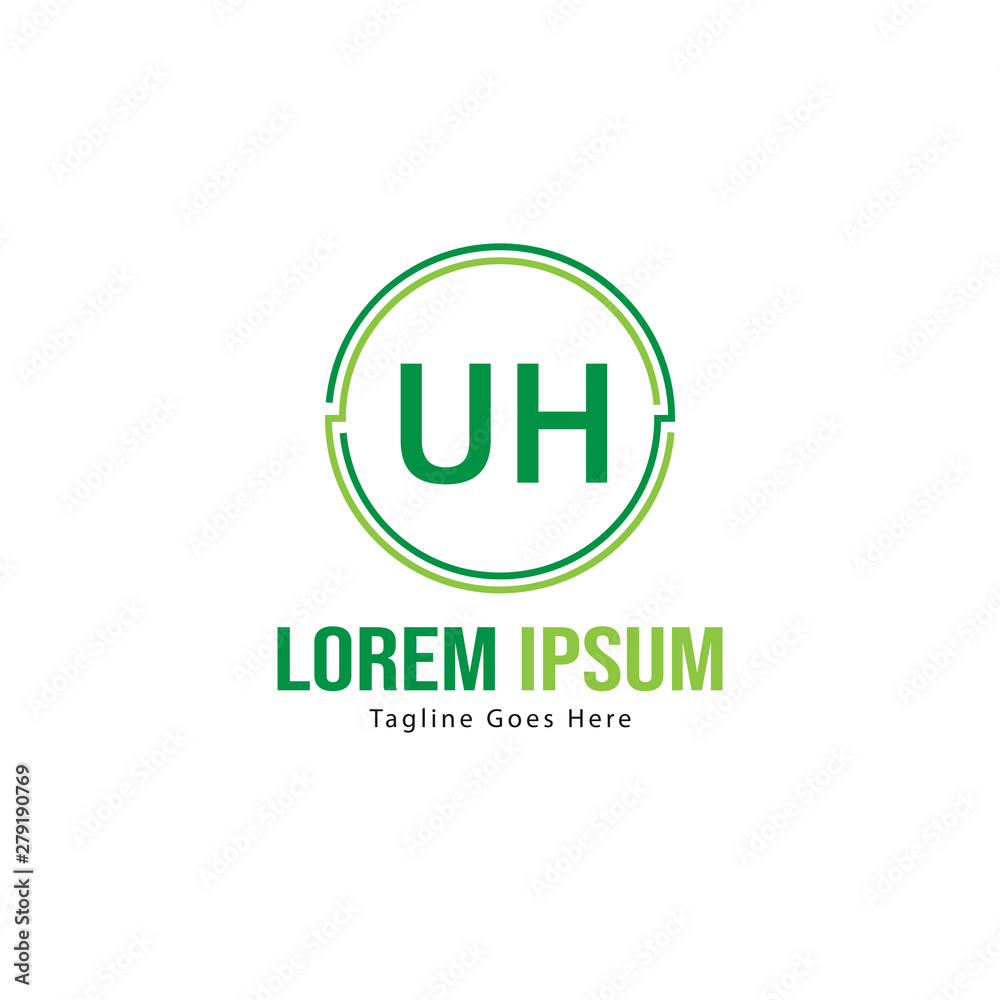 UH Letter Logo Design. Creative Modern UH Letters Icon Illustration