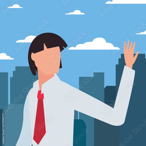 man avatar character cityscape background