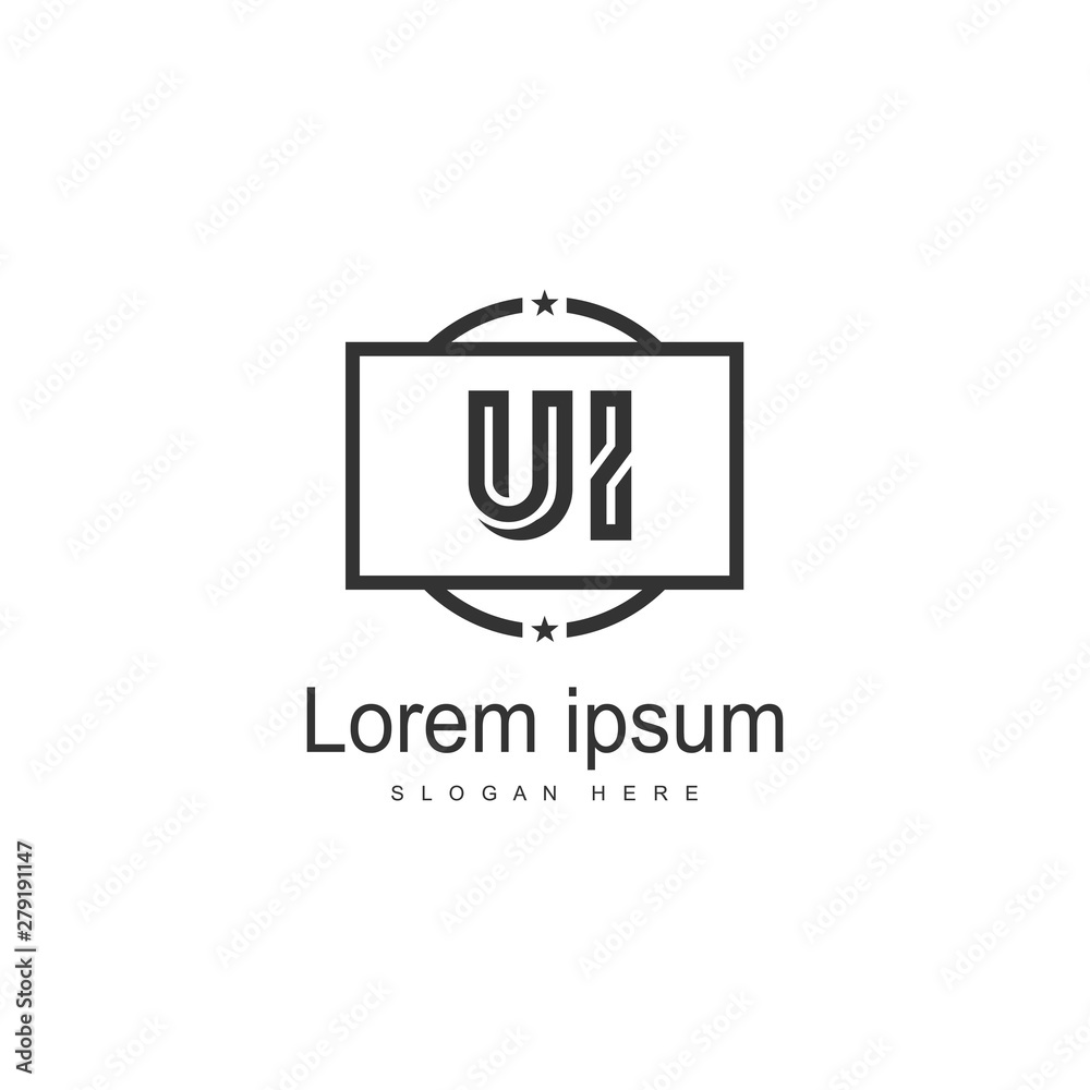 UI Letter Logo Design. Creative Modern UI Letters Icon Illustration