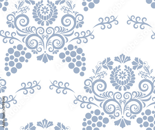 Vector ornamental vine grapes decorative background. Ethnic seamless pattern ornament. Vector pattern