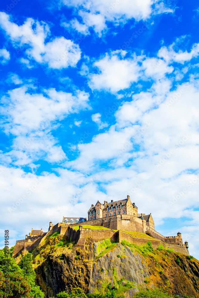 Ancient Edinburgh castle on the hill