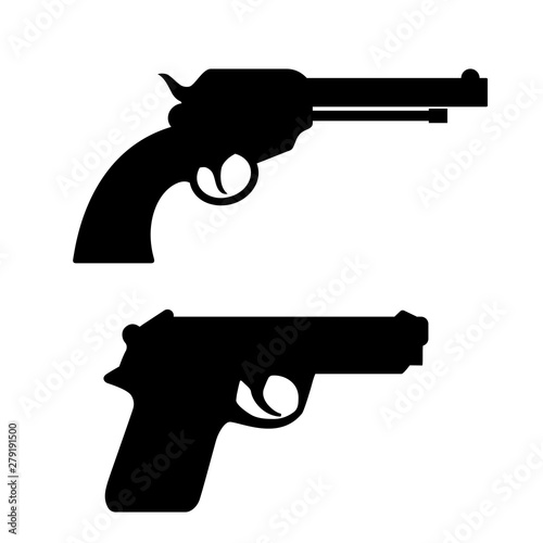 Gun silhouette vector icon set