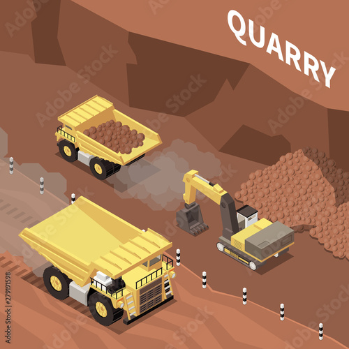 Mining Machinery Isometric Illustration