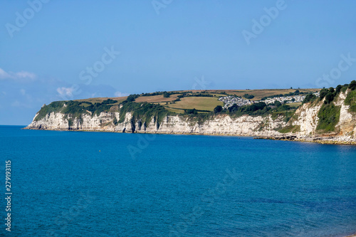 Seaton, Devon, England, UK. July 2019. The Jurassic coastline between Seaton and Beer where a caravan park is situated. South devon,UK