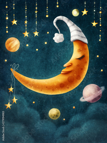 Ταπετσαρία Moon with a sleeping hat
