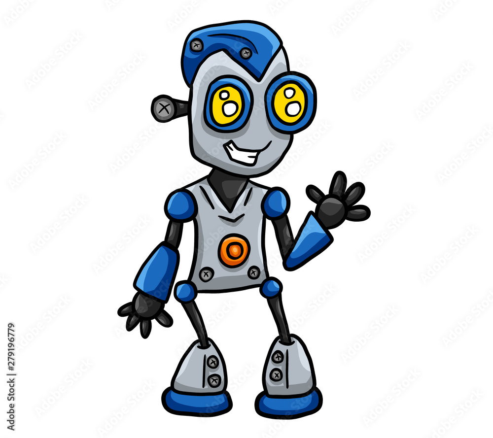 Happy Stylized Waving Robot Happy Stylized Waving Robot