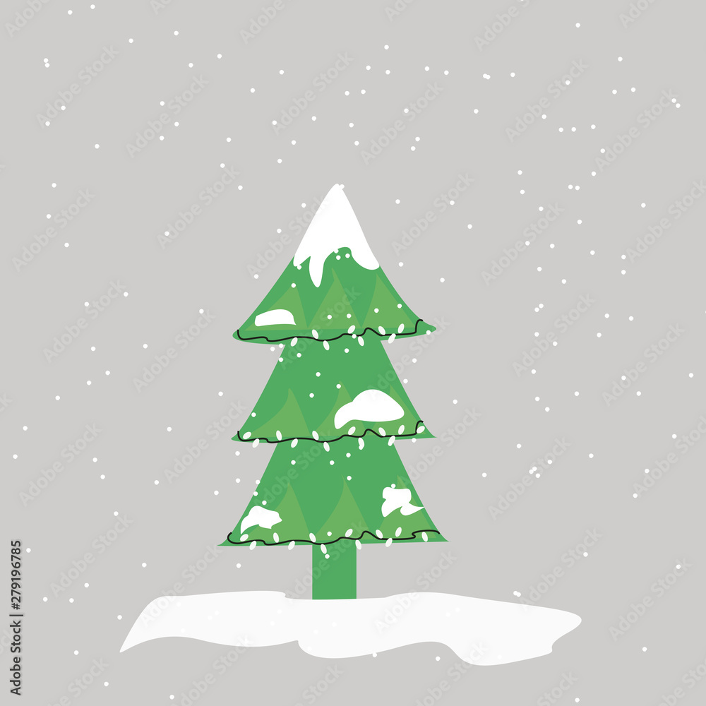 PrintMerry Christmas and Happy New Year. Christmas tree. copy space