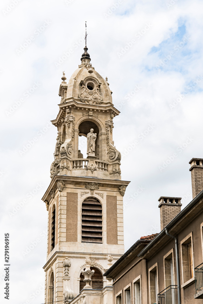 Paroisse Saint Pierre Fourier, Tower of Church in Pont a Mousson, France Paroisse Saint Pierre Fourier, Tower of Church in Pont a Mousson, France
