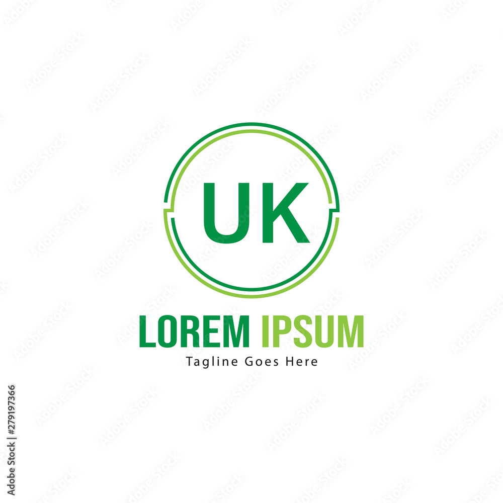 UK Letter Logo Design. Creative Modern UK Letters Icon Illustration