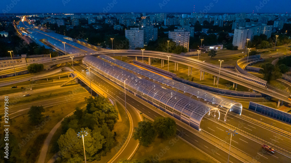 Fototapeta premium The anti-noise glass tunnel on the Toruńska route in north-east Warsaw.
