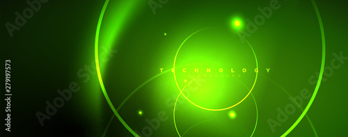 Shiny neon lines template - northern lights glowing blur lines. Futuristic style glow neon 80s disco club or night party techno template