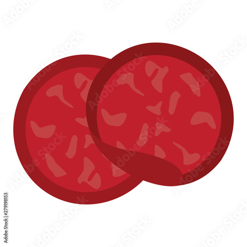 Pepperoni slices delicious food isolated