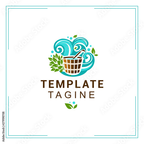 Sauna logo template with a splashing water