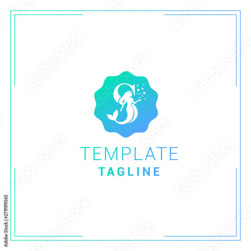 logo template with the letter S and a mermaid silhouette